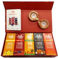EAT Anytime Healthy Snack Bars Diwali Gift Pack, 5 Exotic Flavors & Free Diyas, 350g (Pack of 9) MRP 