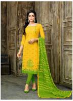 Sareemall Cotton Printed Dress Material - Yellow by  Sareemall