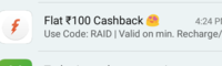 Flat 100 cashback on Rs 100 recharge : FreeCharge 