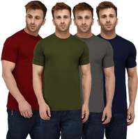 London Hills Solid Men Round Neck Multicolor T-Shirt (Pack of 4)