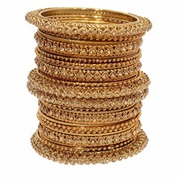 Mansiyaorange Traditional Fancy Designer Party Wedding Wear Original Hand Work Antique Golden Bangle Set for Women