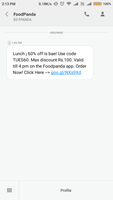 Foodpanda lunch with 60% off all users