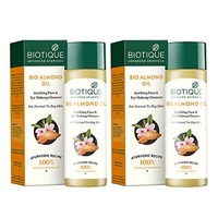 Biotique Bio Almond Oil Soothing Face and  Eye Makeup Cleanser for Normal To Dry Skin, 120ml (Pack of 2)