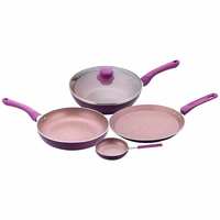 Wonderchef Royal Velvet Induction Base Aluminium Cookware Set, 5-Pieces, Purple 