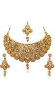 etnico traditional gold plated kundan choker necklace set for women