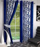 Super India Floral Polyester Window Curtain - 5ft, Blue