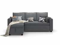 Forzza Princeton Three Seater Pull out Sofa Bed with Storage(Grey)