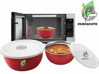 Parasnath Microwave Safe Stanless Steel Euro Lid Bowl - Set Of 3 Bowl (Set-16,18 & 20 Cms)
