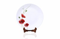  Larah By Borosil Red Carnation Glass Dinner Set, 9-Pieces, White 