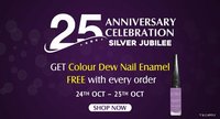 Silver Jubilee Celebration -  Get Lotus Colour Dew Nail Enamel worth Rs. 130 Free with every order