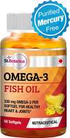 St.Botanica Omega 3 Fish Oil 1000mg - 330mg Omega 3 (180EPA, 120 DHA) - 60 Softgels