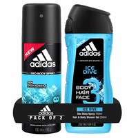 Adidas Ice Dive Deodorant Body Spray, 150ml with Ice Dive Shower Gel, 250ml 