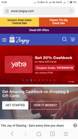 zingoy:- get yatra gift card at 20% cashback on zingoy