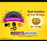 Videocon d2h Khushiyon Ka Weekend Offer-MUSIC MANTRA Add-on ( 9-11 Nov ) MTV, 9X0, VH1