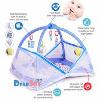 DearJoy Baby Kick and Play Gym with Mosquito Net and Baby Bedding Set (Blue Bunny Print)