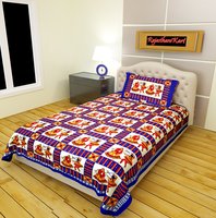 RajasthaniKart Premium 144 TC Cotton Single Bedsheet with Pillow Cover -Multicolor