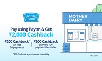 Paytm - Upto Rs.2000 Cashback on Mother Dairy ( Dec'18-Jan'19)
