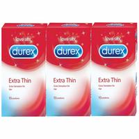 Durex Condoms - 10 Count (Pack of 3, Extra Thin)
