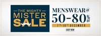 The Mighty Mister Sale : 50 - 80% off on Mens Wear 