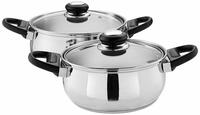 Solimo Stainless Steel 2-Piece Casserole with Glass Lids