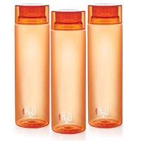 Cello H2O Unbreakable  Bottle , 1 Litre, Set of 3, Orange