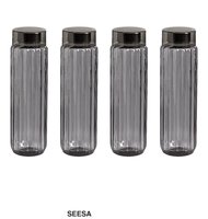 Steelo Sessa Plastic Water Bottle, 1 Litre, Set of 4, Grey 