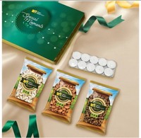 Dry Fruits Gift Box ( Almonds, Cashews, Raisins - 200g each) by Flipkart Supermart Special Moments with 10 pcs Tealight Candles. 