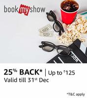 Bookmyshow : Flat 25% Cashback Upto Rs.125 via Amazon Pay