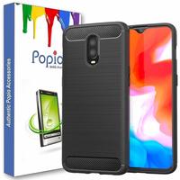 Oneplus 6T Shockproof Rugged Armor Carbon Fiber Soft Silicon TPU Back Cover Case