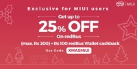 Exclusive for MIUI Users: Get up to 25% discount on redBus and a cashback of ₹100 into redBus wallet