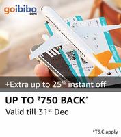 Goibibo Massive New Year Sale - Extra upto 25% instant off + 7.5% cashback upto 750 with amazon pay