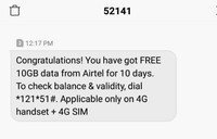 (Loot fast )Airtel Free 10gb data