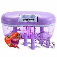 Smile Mom Twin Vegetable Chopper, Cutter, Mixer for Kitchen, 4 Interchangeable Blade, Violet (1500 ML)