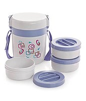 Cello Exclusive 3 Microwave safe Executive Lunch Box (Set of 3) - Grey/Blue