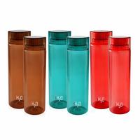 Cello H2O Unbreakable Premium Edition Plastic Bottle, 1 Litre, Set of 6, 2-Red,2-Sky Blue,2-Brown