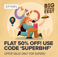 Flat 50% off upto 100 to all Super Users on Swiggy