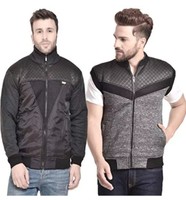 AD & AV Mens ONE FULLFSLEEVE and ONE Halfsleeve Jacket Combo_MJKT_HSGREYCHEX_and_V_Rider_AA

