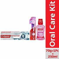 Colgate Sensitivity Combo (Sensitive Plus Toothpaste - 70 g, Colgate Slim Soft Sensitive Toothbrush, Plax Gentle Care Mouthwash - 250 ml) 