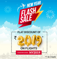 6 hours of New Year Flash Sale - Flat 2019 off on flights (Less than 4 hours remaining now) on Easemytrip