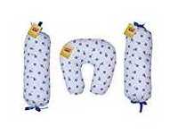 Fareto® Baby Combo of Baby Soft U-Shape Pillow & 2 Matching Lot Pillows/Recorn Filling Soft Pillow(0-3 Months)(Blue) 