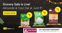 Flipkart Grocery Steal Deals: New ₹1 Items Added: Happilo 100% Natural Premium Californian Almonds, Safe Harvest Toor Dal & Apis Himalaya Honey