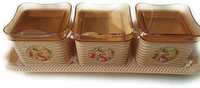 Nayasa Superplast Sofia Square Plastic Container Set, 4-Pieces, Brown