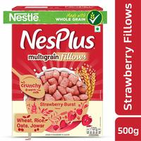 Nestle NesPlus Breakfast Cereals, Multigrain Fillows - Strawberry Burst, 500g (pantry)