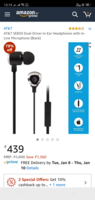 AT&T SEB50 Dual-Driver in-Ear Headphones with in-Line Microphone (Black)