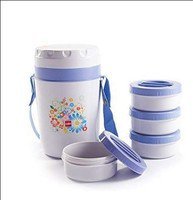 [check pc's] Cello Micra Insulated 4 Container Lunch Carrier, Grey 