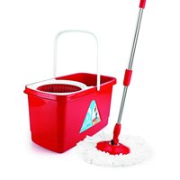LOOT Cello Kleeno Easy Clean 360 Degree Bucket Spin Mop With 1Extra Micro Fibre Refill, Red