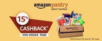 Amazon Pantry: 15% Cashback upto ₹300 + Crazy Deals + Blockbuster offers