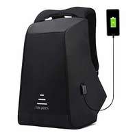 Anti-Theft Fabric Water Resistant USB Charging Port Black Laptop Backpack
