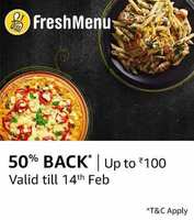 Freshmenu - 50% cashback upto 100 using amazon pay