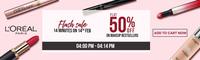 Flat 50% off L'Oreal Paris on 14th Feb, 4 PM | 14 min only!